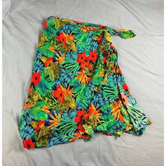 Gottex Other - Vintage Gottex Women's Floral Skirt Swimsuit Cover-Up Rayon Green Red Size L